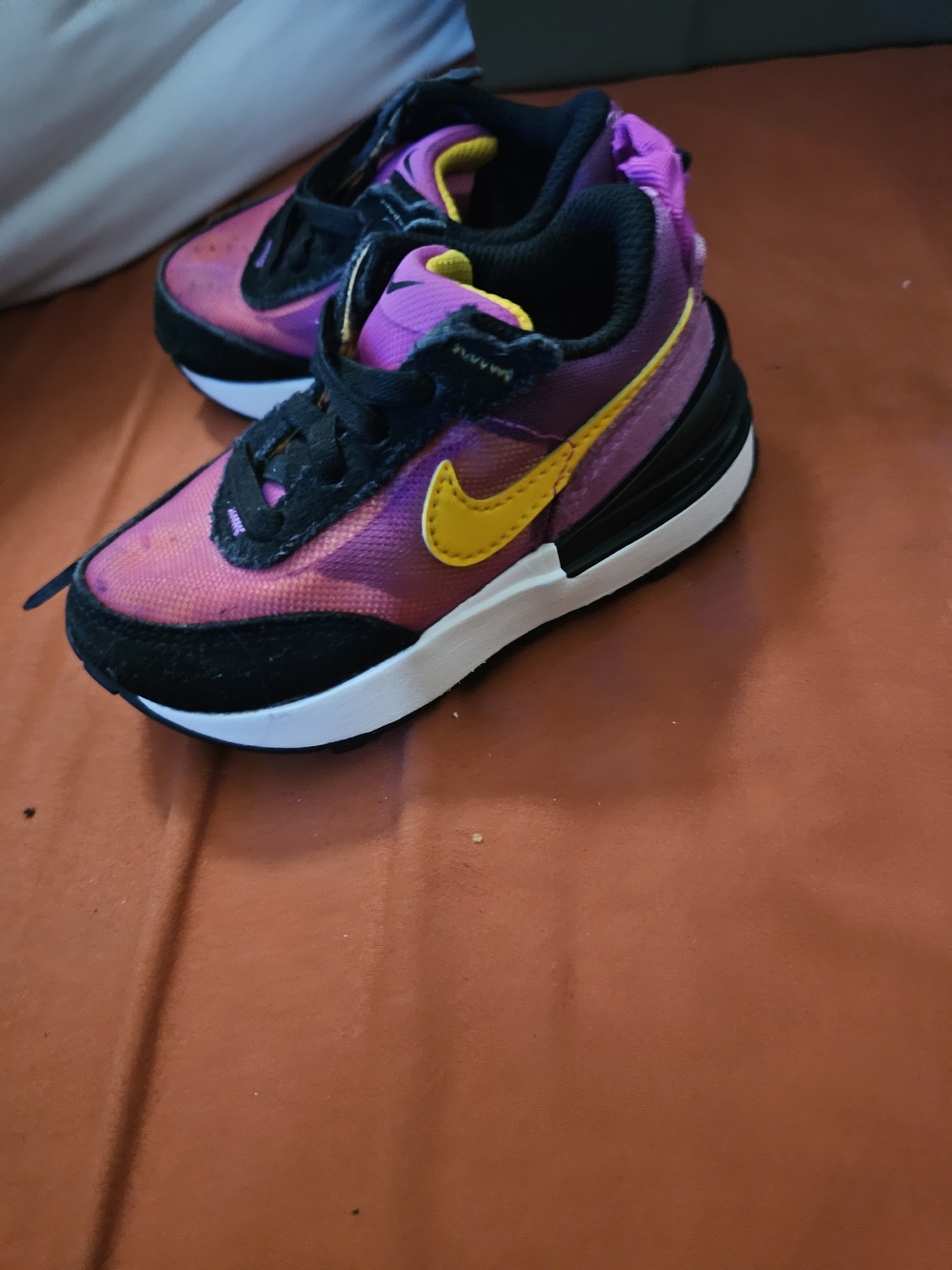 Nike Kids Purple & Pink Sneakers with Yellow Swoosh